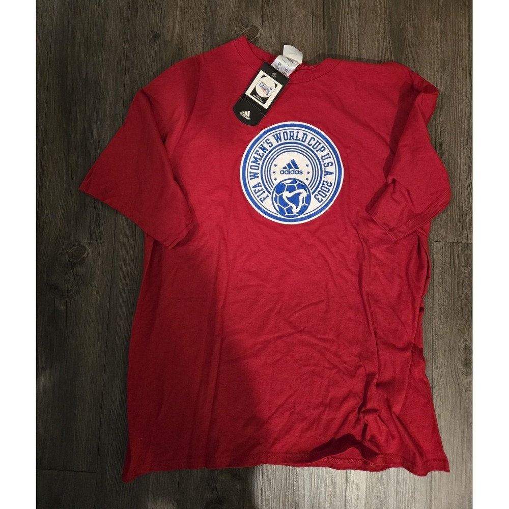 adidas FIFA Women's World Cup Graphic Logo T-Shirt Red XL Crew Neck